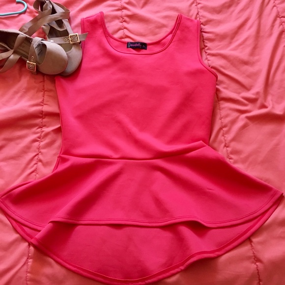 Red Peplum Fit and Flare Top - Picture 2 of 3